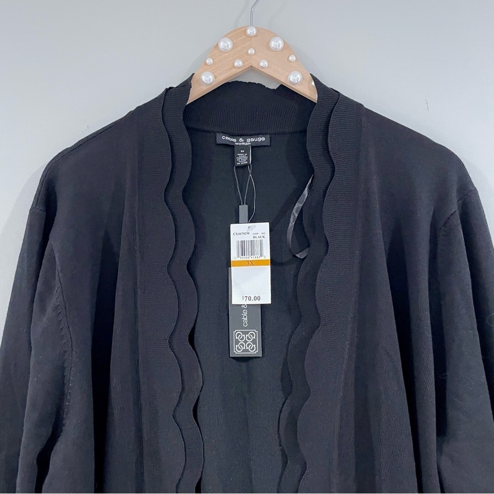 Cable & Gauge Woman Black Scalloped Cardigan Size 3X, Business Casual Officewear - Picture 2 of 4